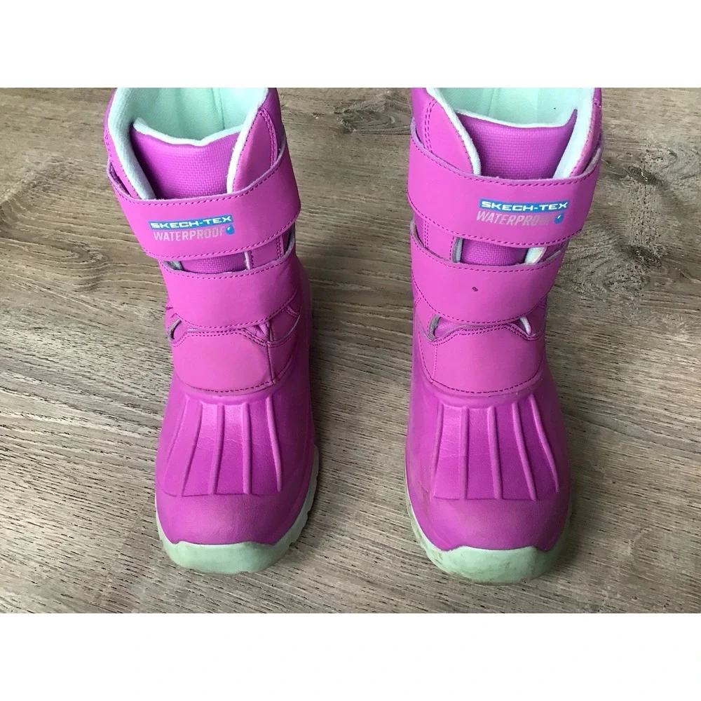 Skechers Girls Size 3 Snow Slopes Rainier WP Insulated Boots Purple Aqua 302923L
